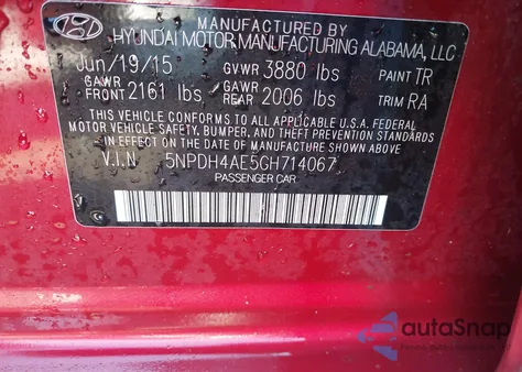 2016 Hyundai Elantra Se из США, поврежденный, VIN 5NPDH4AE5GH714067